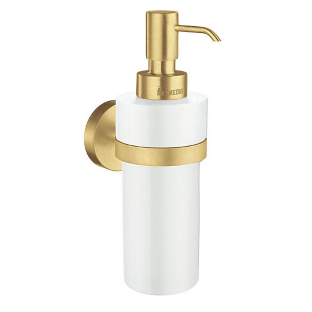 Smedbo HV369P Home Holder With Porcelain Soap Dispenser Brushed Brass